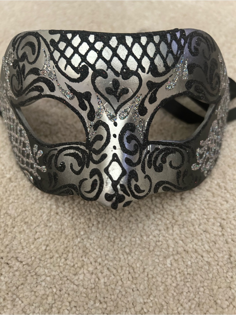 Silver and Black Venetian Masquerade Mask
